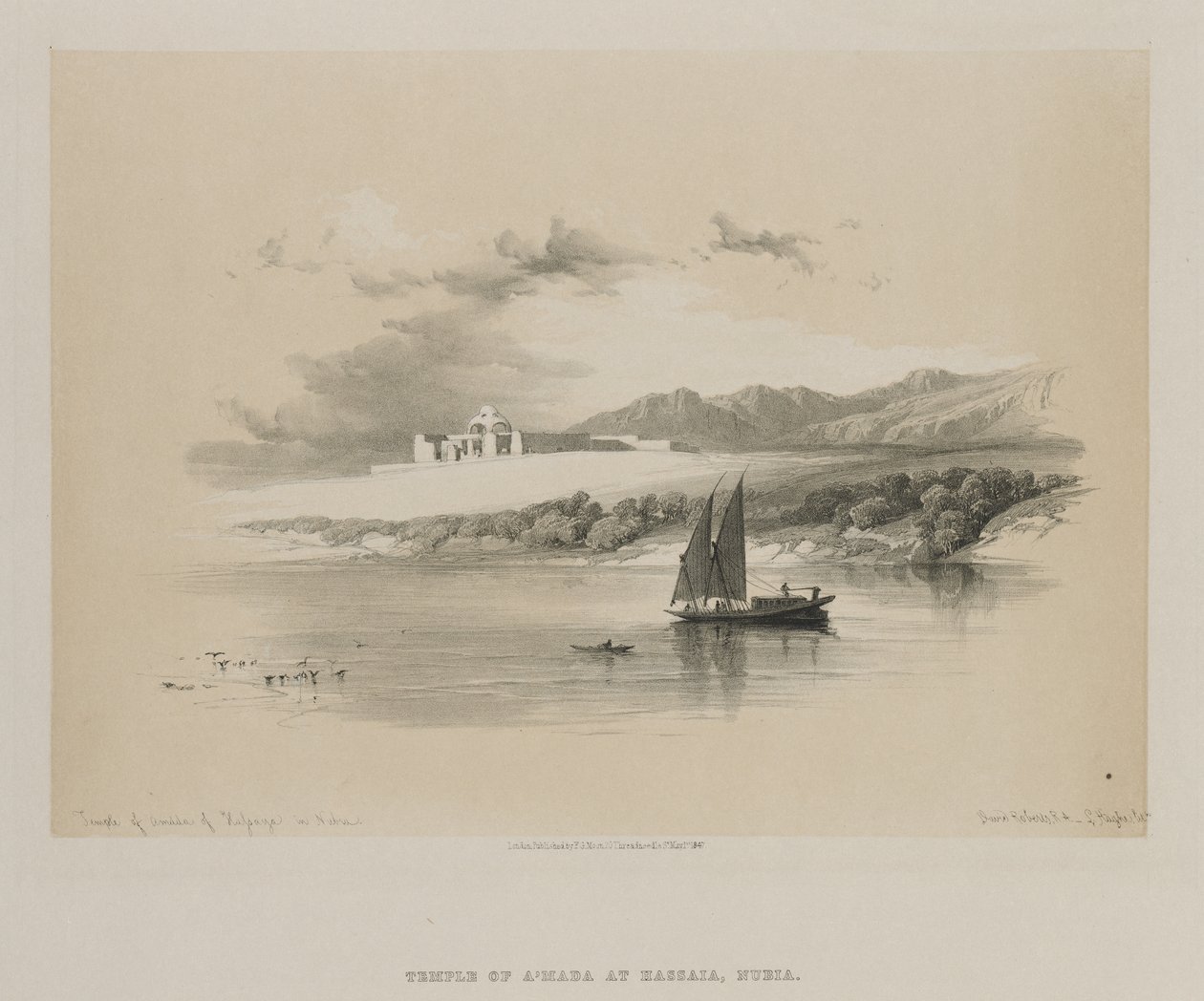 Egypte en Nubië, Deel II: Tempel van Amdda, van Hassaya in Nubië, 1847 door Louis Haghe