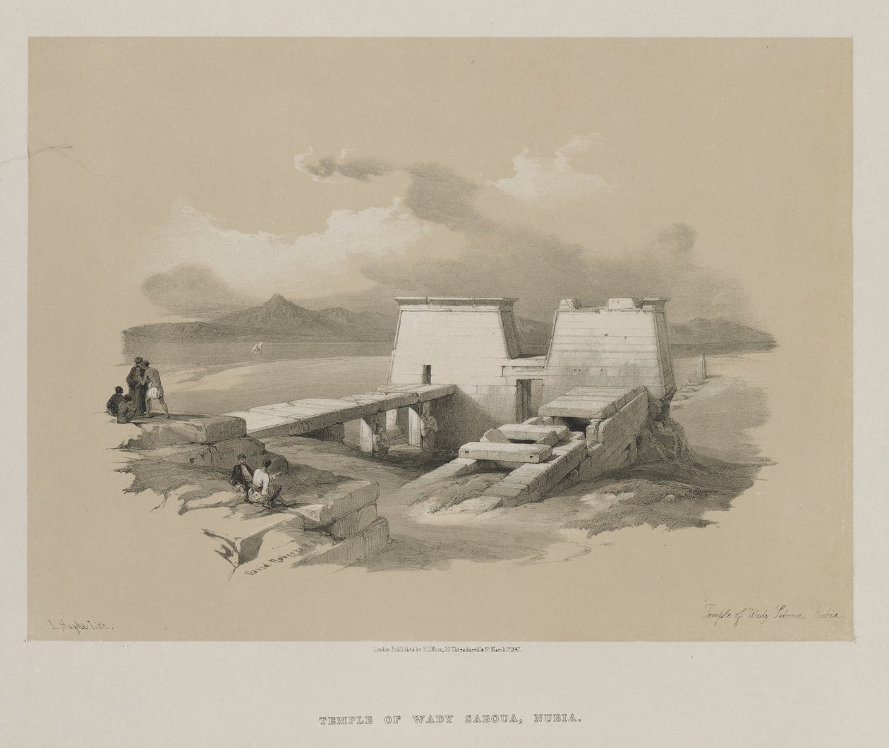 Egypte en Nubië, Deel I: Tempel van Wady Saboua, Nubië, 1846 door Louis Haghe