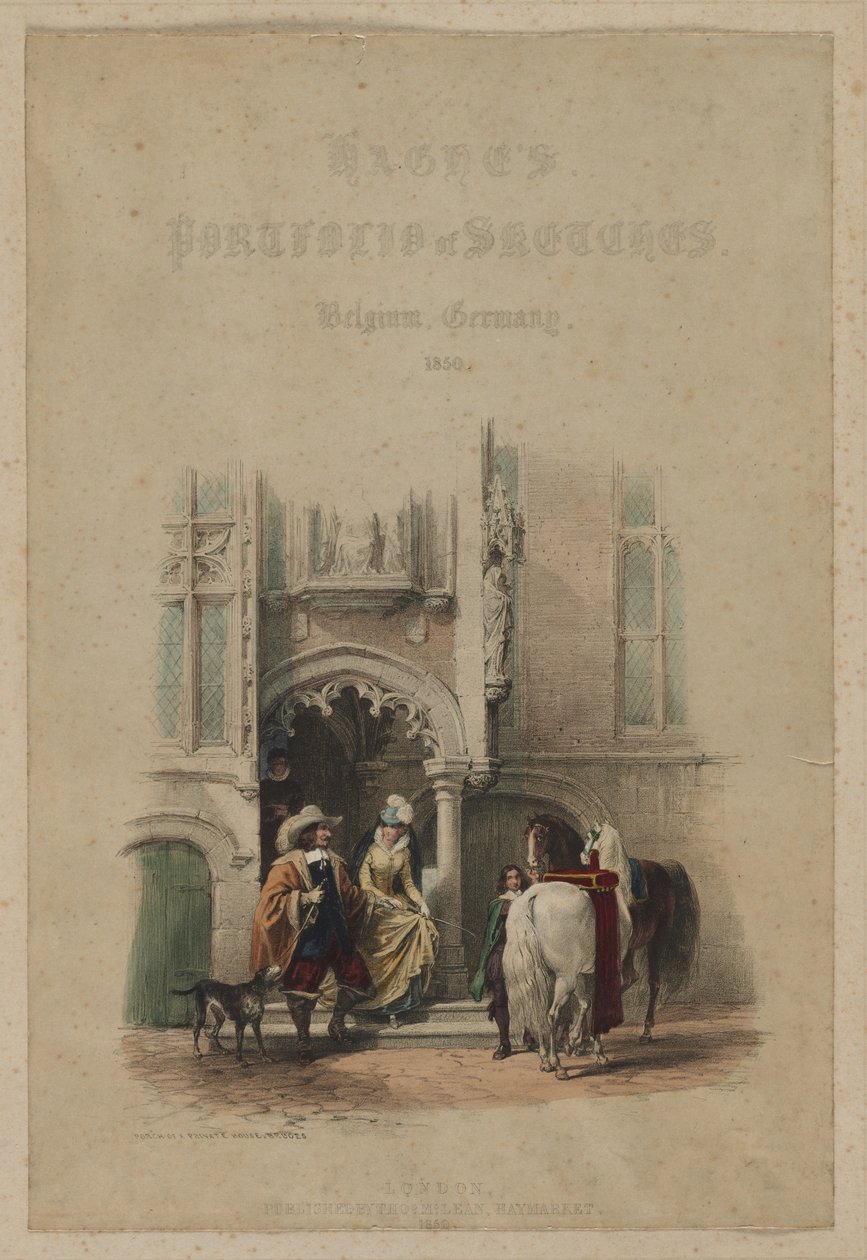 Haghes Portfolio van Schetsen. België. Duitsland, vol. III: Titelpagina, op een deur...Brugge door Louis Haghe