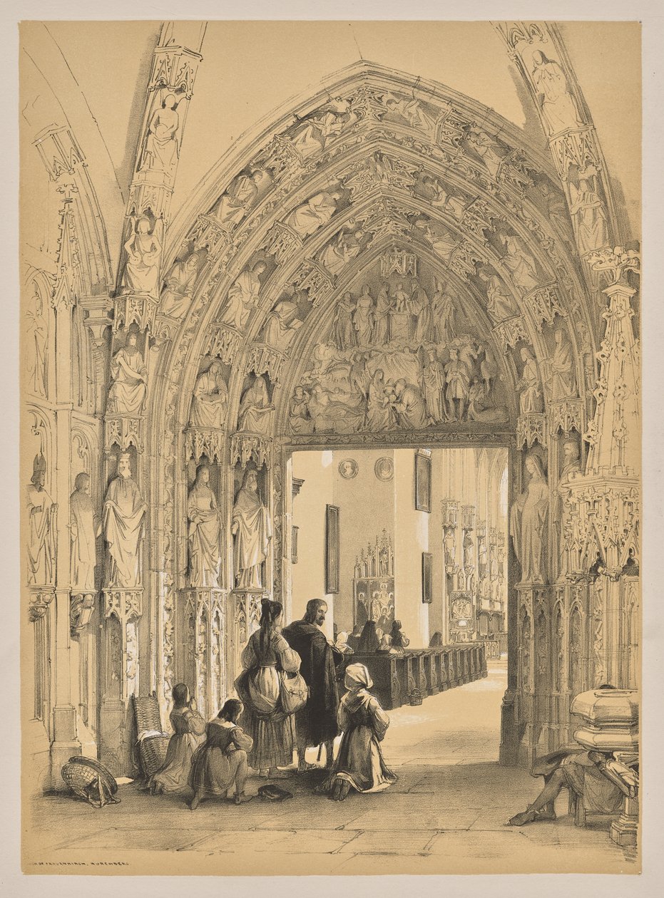 Schetsen in België en Duitsland, Eerste Serie, Portiek van Frauenkirch, Neurenberg door Louis Haghe