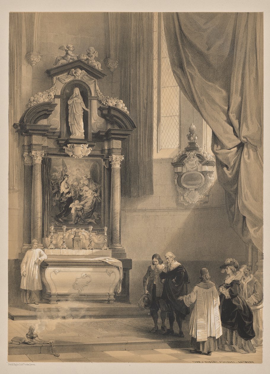 Schetsen in België en Duitsland, Tweede Serie: Nr. 26 - Graf van Rubens, St. Jacques, Antwerpen door Louis Haghe