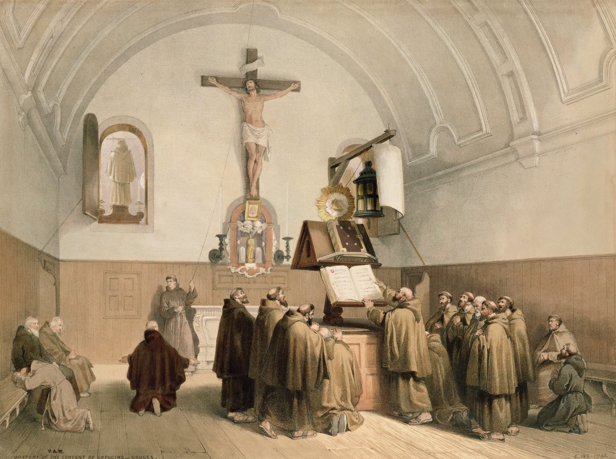 De Klokkenluiders bij het Oratorium van de Kapucijnen, Brugge door Louis Haghe