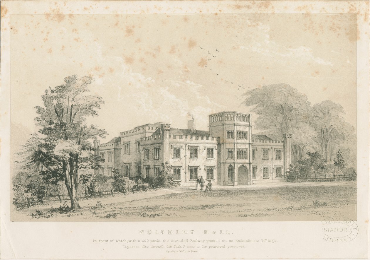 Wolseley Hall: staalgravure door Louis Haghe