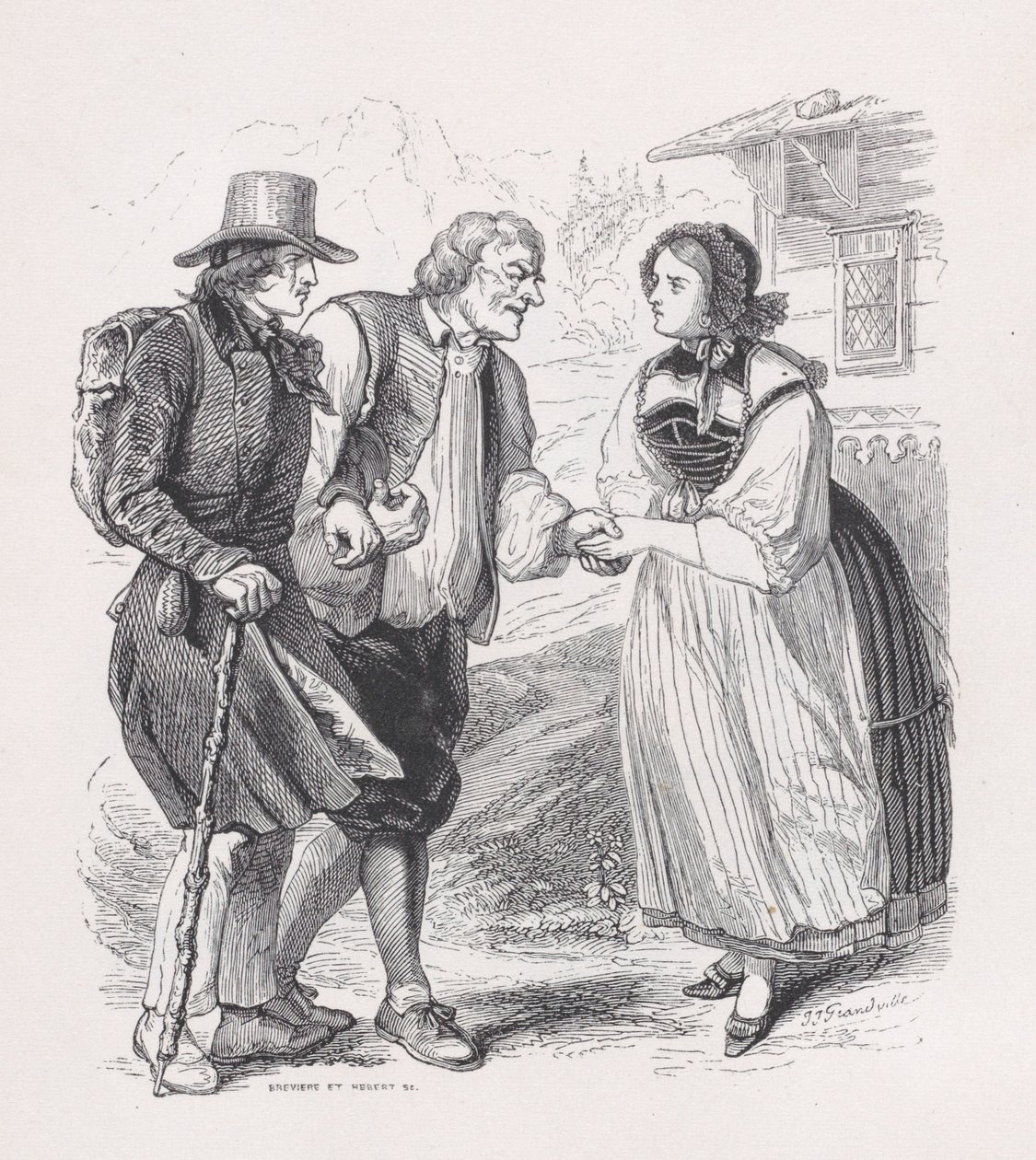 De Reiziger uit Het Complete Werk van Béranger, 1836 door Louis Henri Brevière, Cesar Auguste Hebert