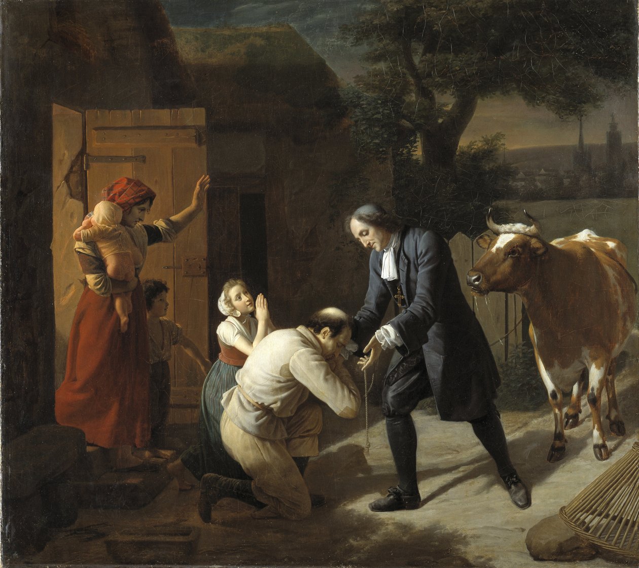 Francois Fenelon (1651-1715) brengt een gestolen koe terug naar een boer, door Hersent, Louis door Louis Hersent