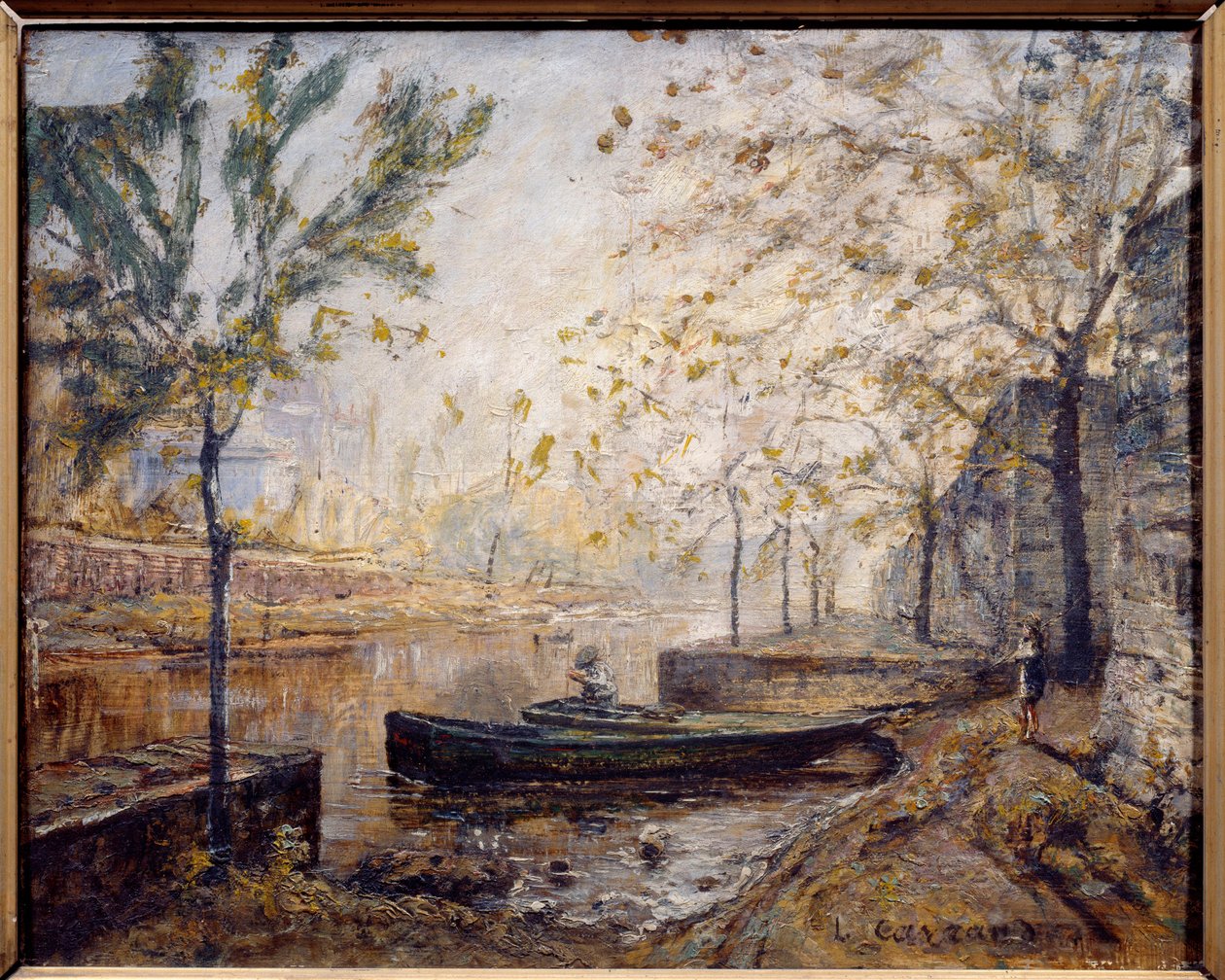 Riverside. Schilderij door Louis Carrand (1821-1899) door Louis Hilaire Carrand