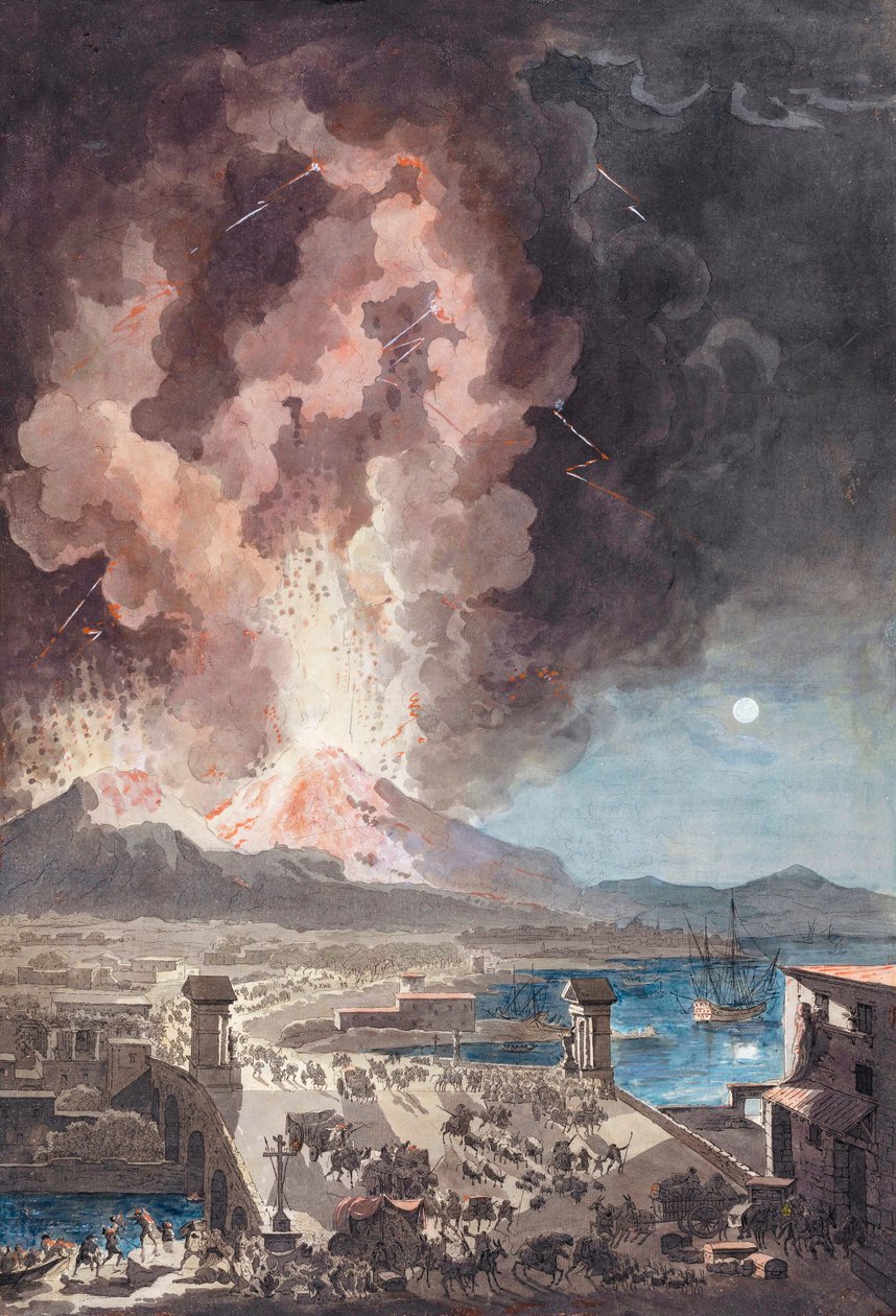 Uitbarsting van de Vesuvius, Italië, in 1779 door Louis Jean (after) Desprez