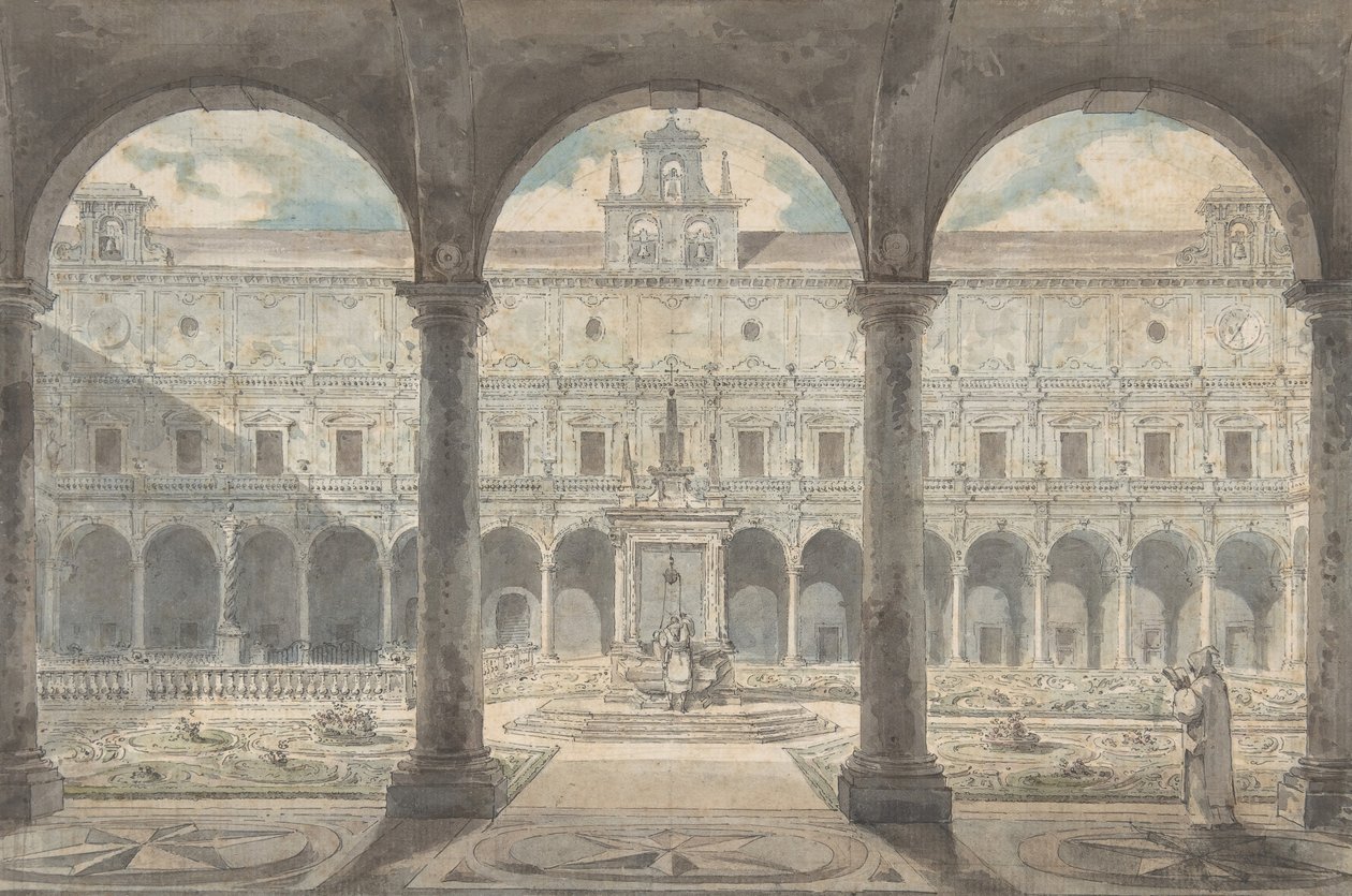 Klooster van de Certosa di San Martino, Napels door Louis Jean Desprez