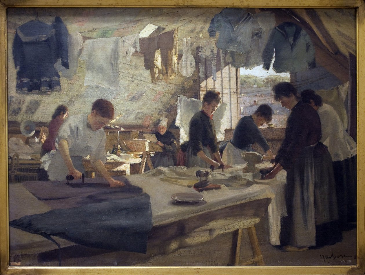 Werkplaats van de sloper in Trouville. Schilderij door Louis Joseph Anthonissen (1849-1913) door Louis Joseph Anthonissen