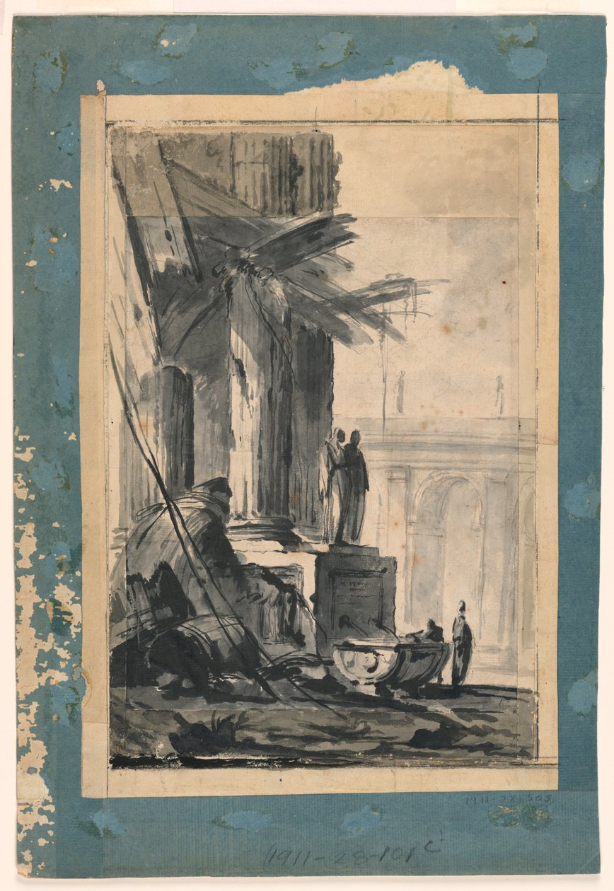 Tekening, Ruïne Fantasie, ca. 1762 door Louis Joseph Le Lorrain