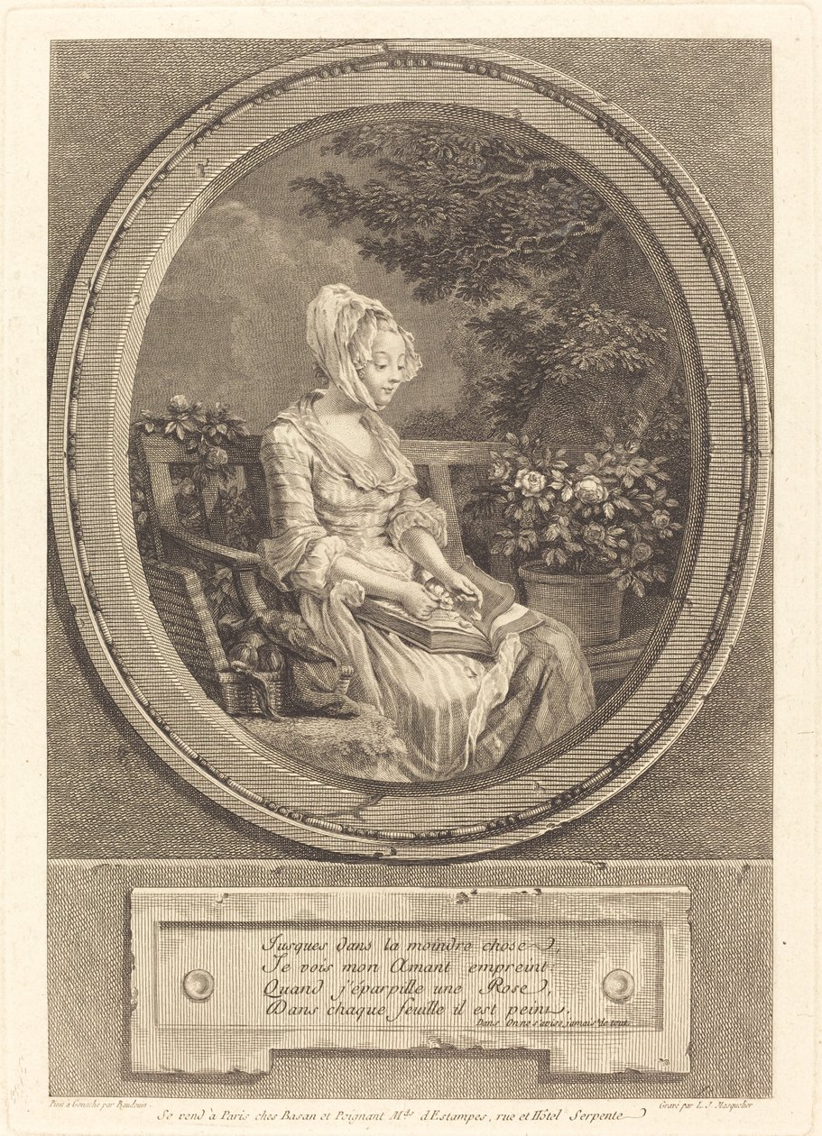 Jusques dans la moindre chose door Louis Joseph Masquelier after Pierre Antoine Baudouin