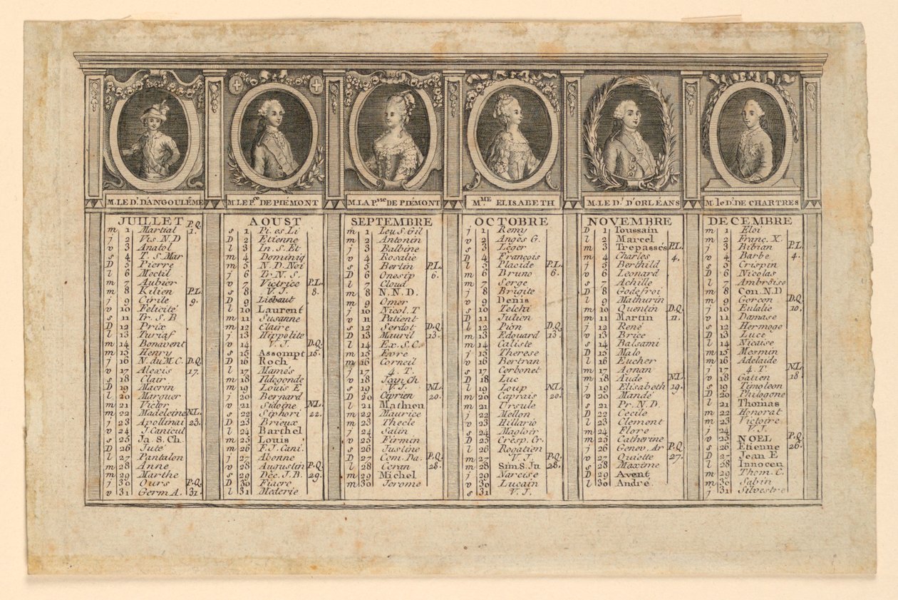 Almanak voor de tweede helft van het jaar 1778 door Louis Joseph Mondhare