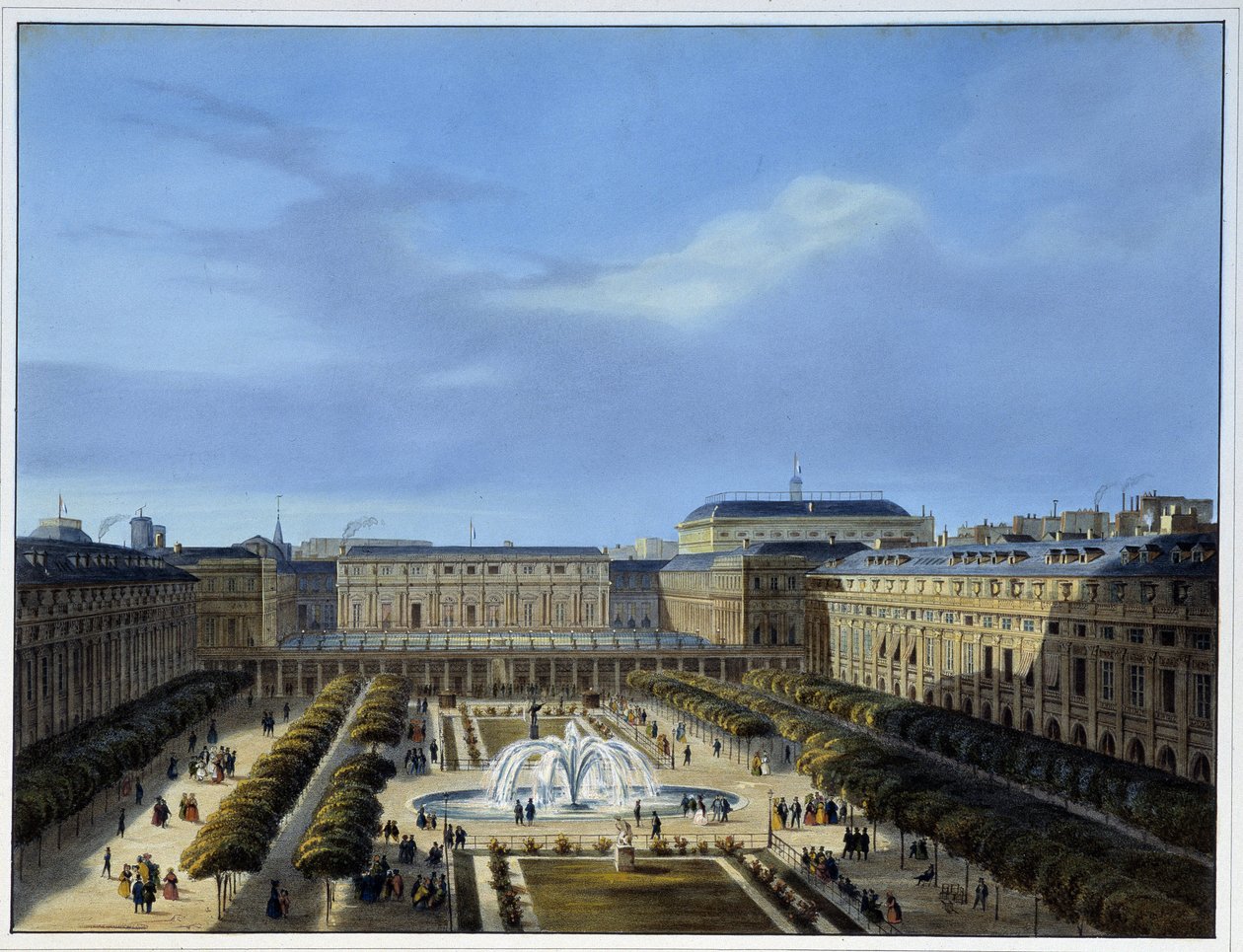 De tuin van het Palais-Royal - in "Parijs in 1837" door Arnout door Louis Jules Arnout