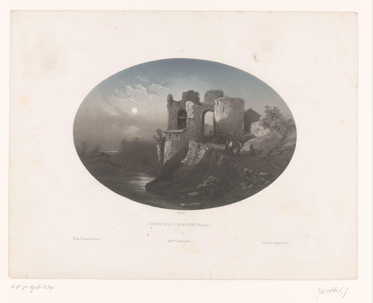 Zicht op de ruïne van het kasteel van de Vier Heemskinderen door Louis Julien Jacottet