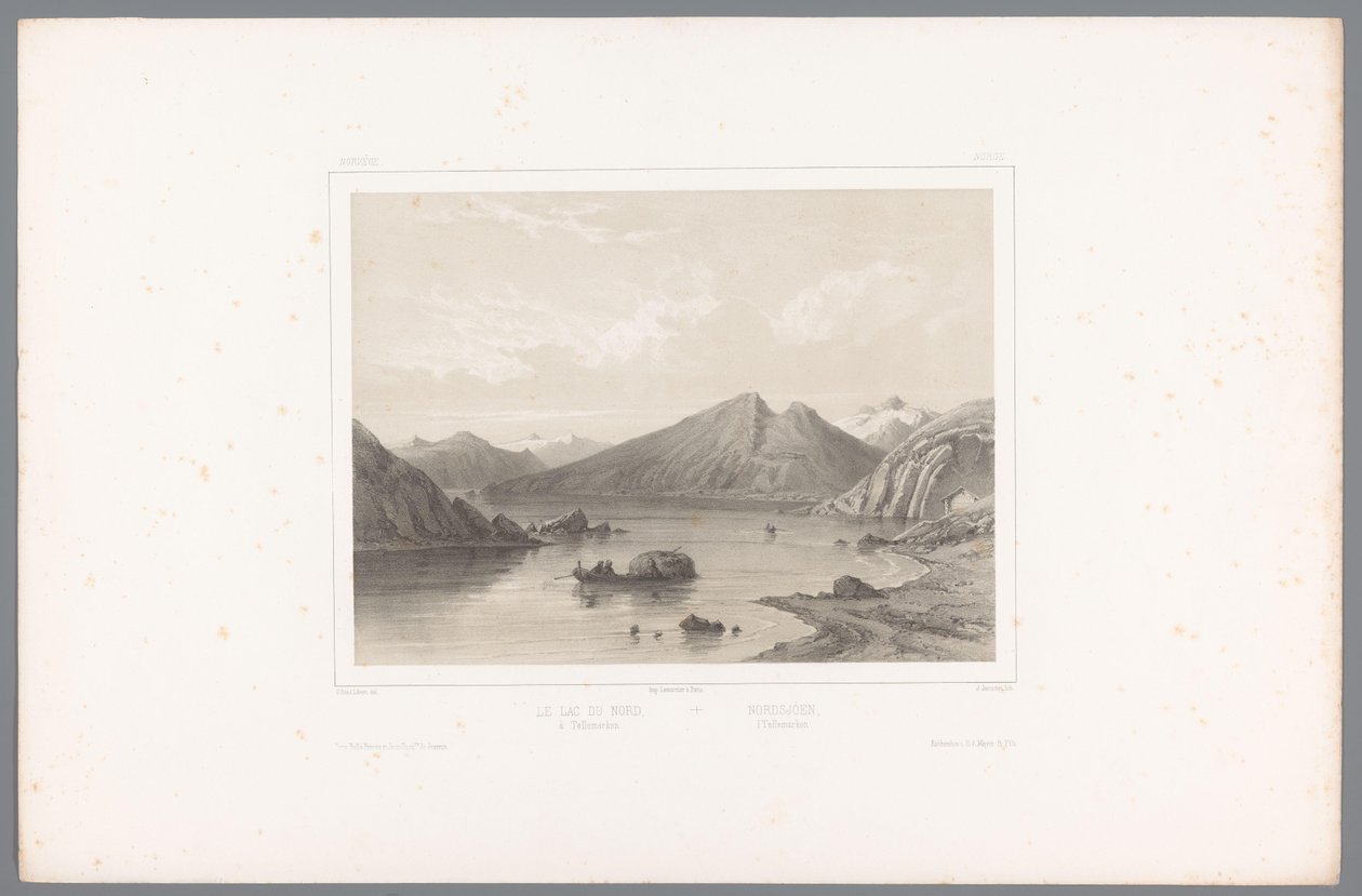 Zicht op het meer Norsjø in Telemark door Louis Julien Jacottet
