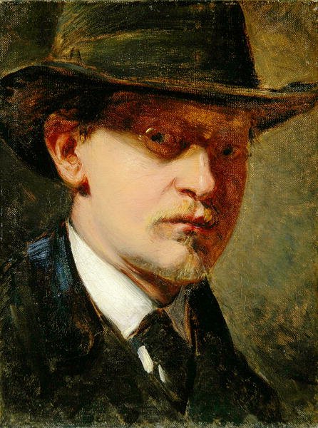 Zelfportret met hoed door Louis Kolitz