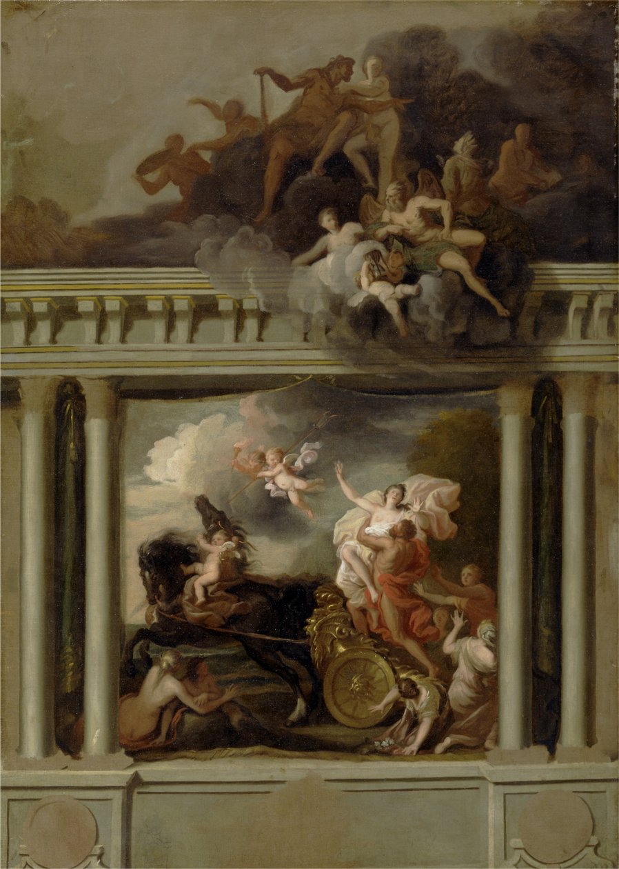De verkrachting van Proserpina, ontwerp voor de trap van Devonshire House, Londen, c.1704 door Louis Laguerre