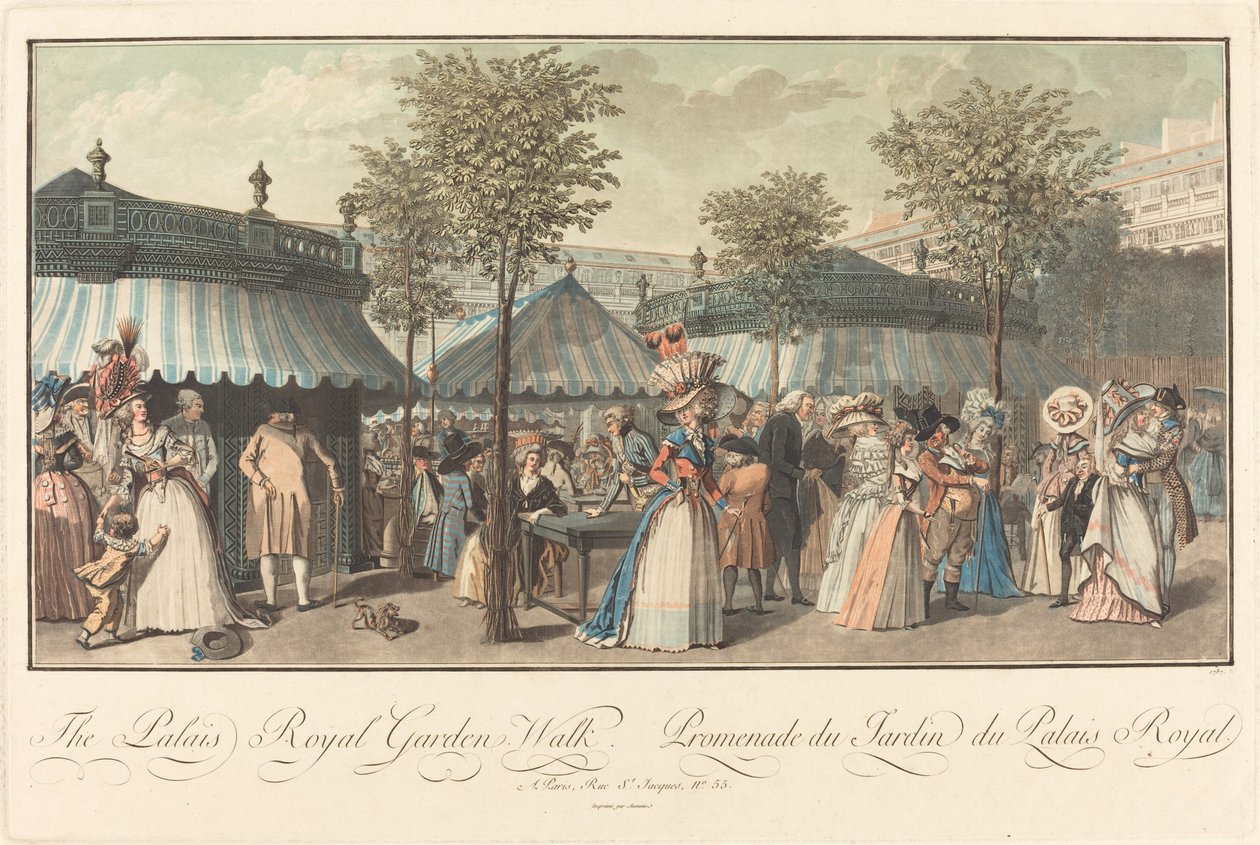 De Palais Royal--Tuinwandeling door Louis Le Coeur after Claude Louis Desrais