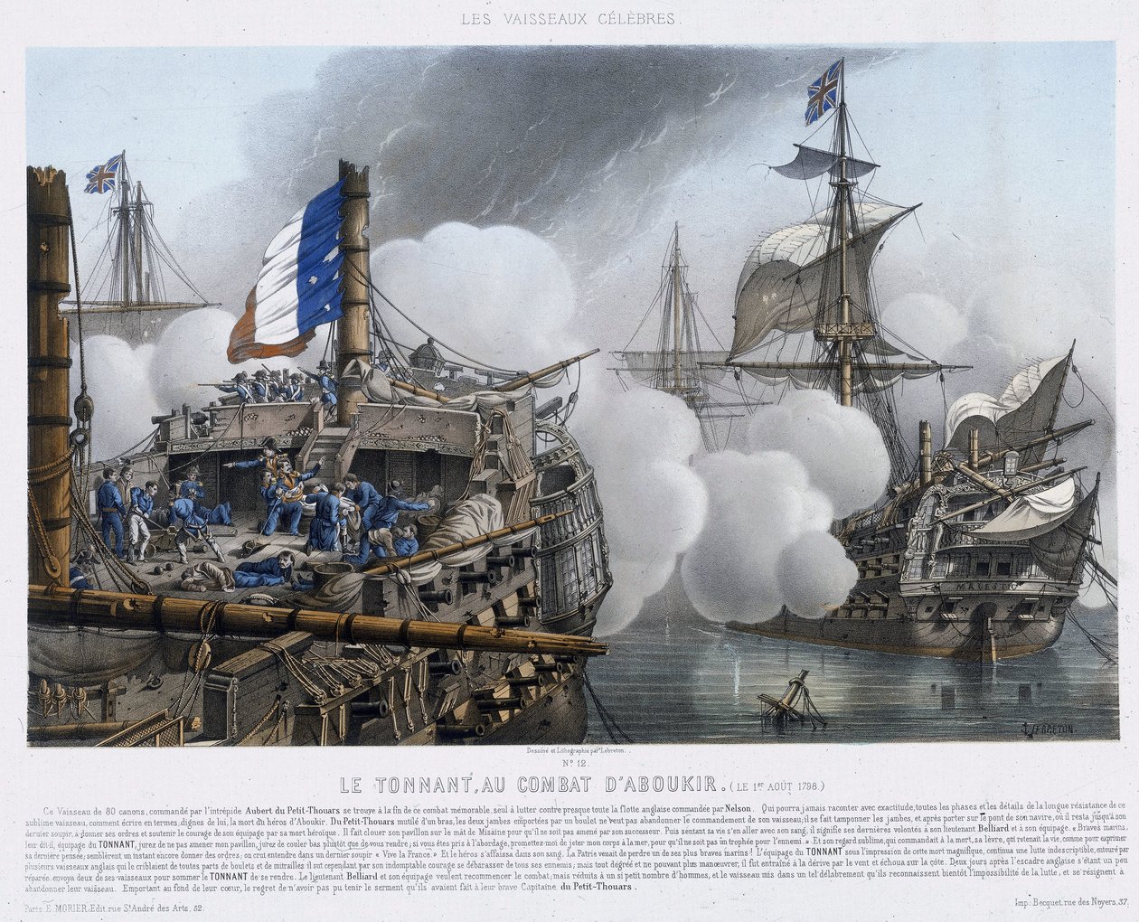 Beroemde schepen: De Tonnant, bij de Slag bij Aboukir (of Slag bij de Nijl) door Louis Le Breton