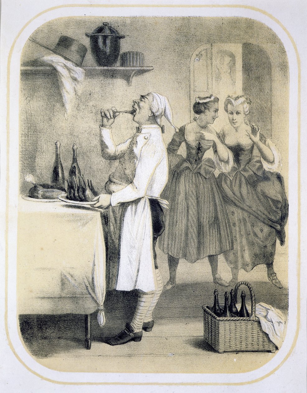 Vraatzucht in de keuken, uit een serie prenten die de Zeven Hoofdzonden uitbeelden door Louis Leopold Boilly