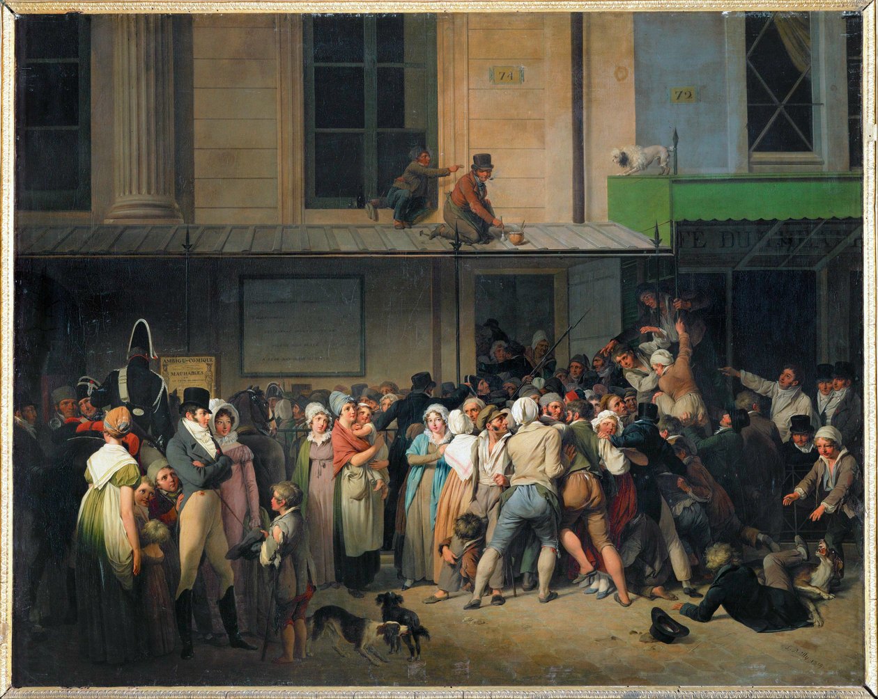 Toegang tot een gratis voorstelling in het Ambigu-Comique theater ... door Louis Leopold Boilly