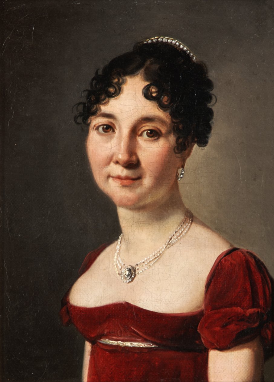 Portret van een vrouw in een rode fluwelen jurk door Louis Leopold Boilly
