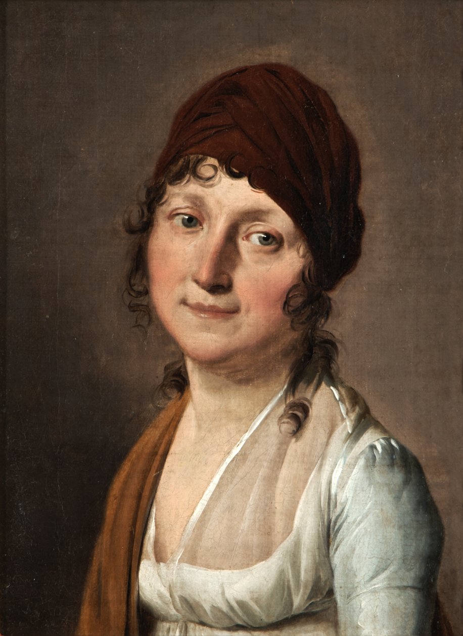 Portret van een vrouw met een rode haarband door Louis Leopold Boilly
