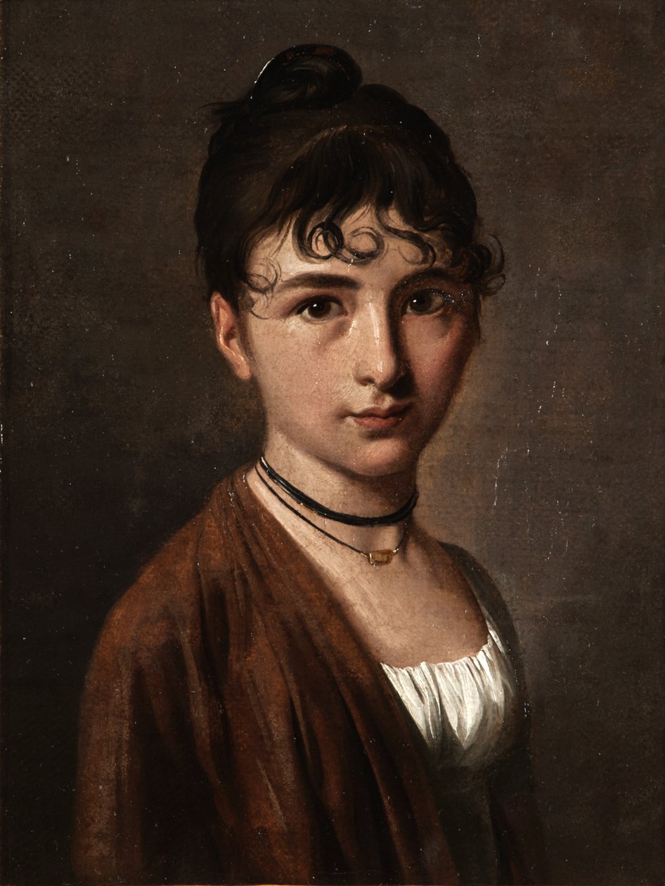 Portret van een jonge vrouw met een halsketting door Louis Leopold Boilly