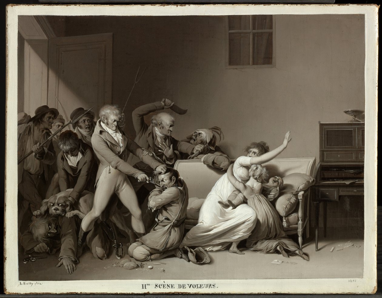 Tweede scène met inbrekers: de inbrekers gearresteerd door Louis Leopold Boilly