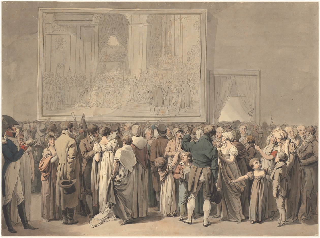 Het Publiek in de Salon van het Louvre, Bekijkt het Schilderij van de "Sacre" door Louis Leopold Boilly