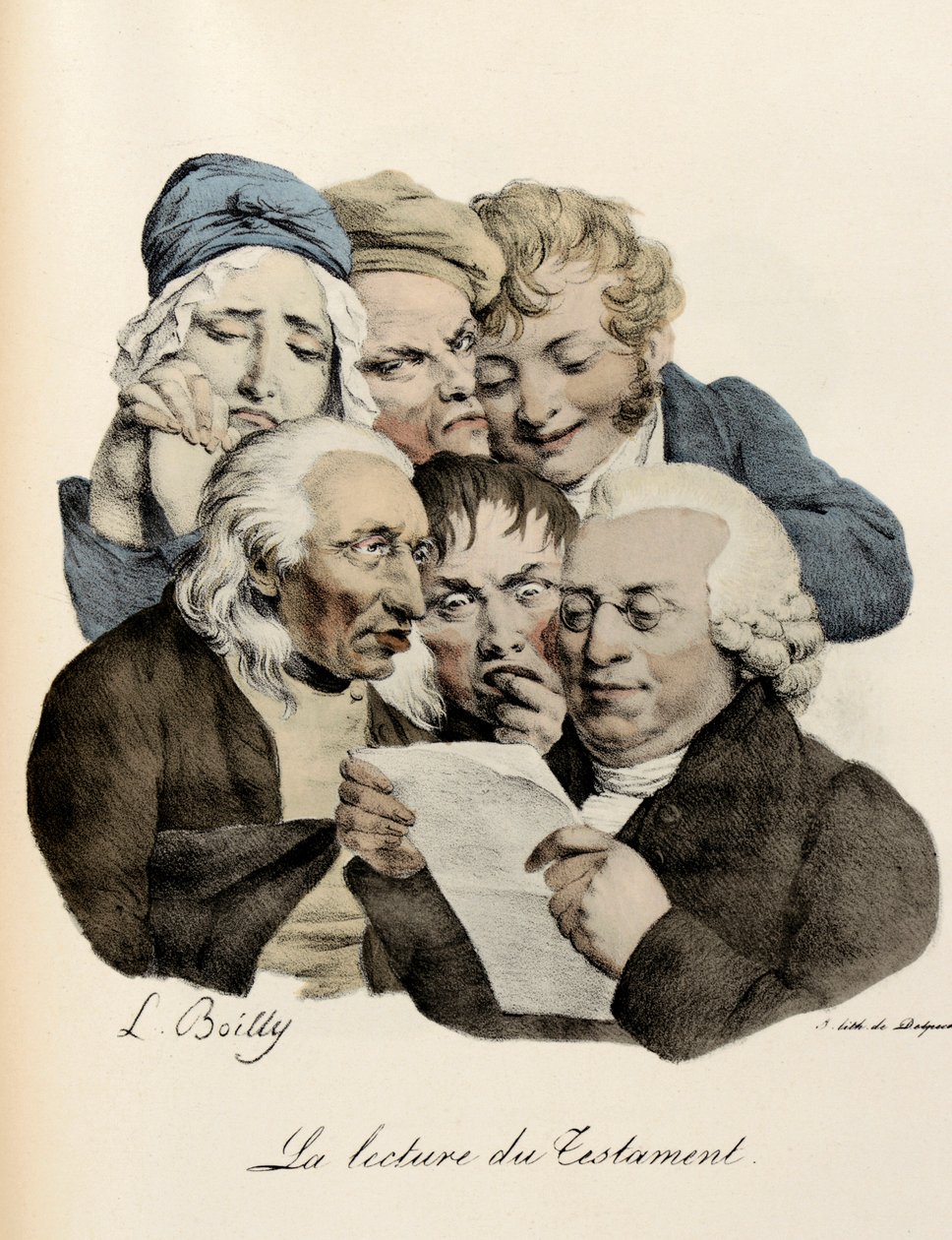 Het lezen van het testament Gravure door Louis-Leopold Boilly (Louis Leopold Boilly) door Louis Leopold Boilly