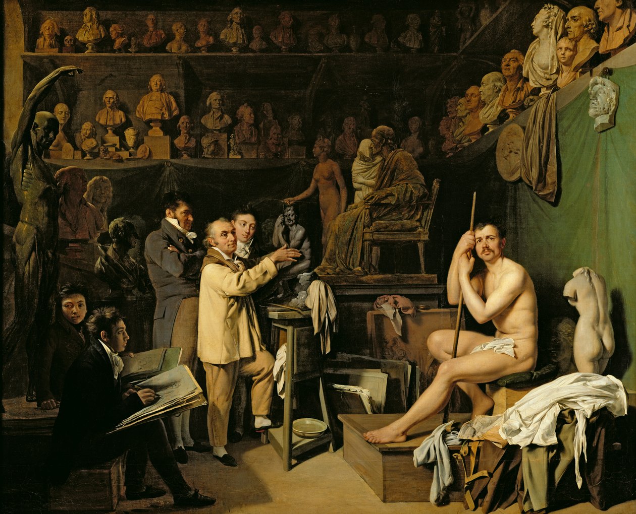 Het atelier van Jean Antoine Houdon (1741-1828) door Louis Leopold Boilly