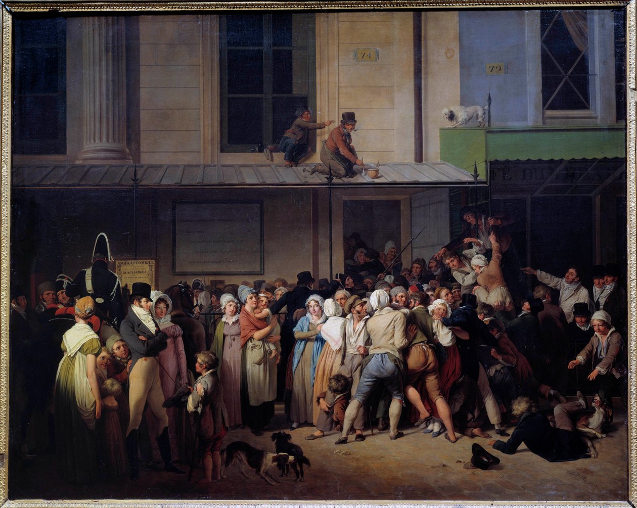 De ingang van het theater van dubbelzinnige komedie door Louis Leopold Boilly