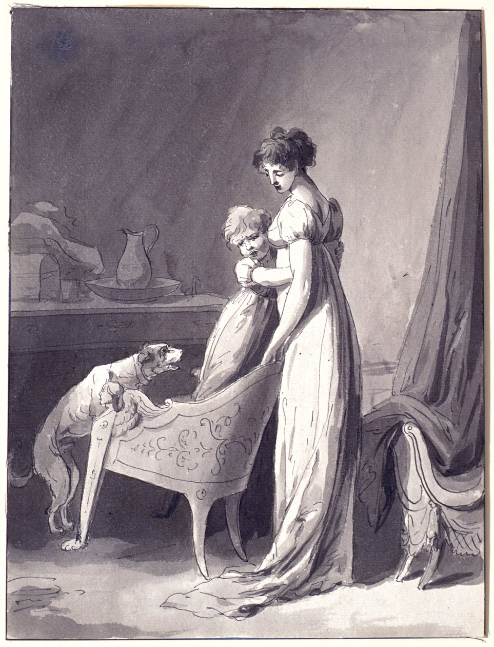 Vrouw met kind en hond door Louis Leopold Boilly
