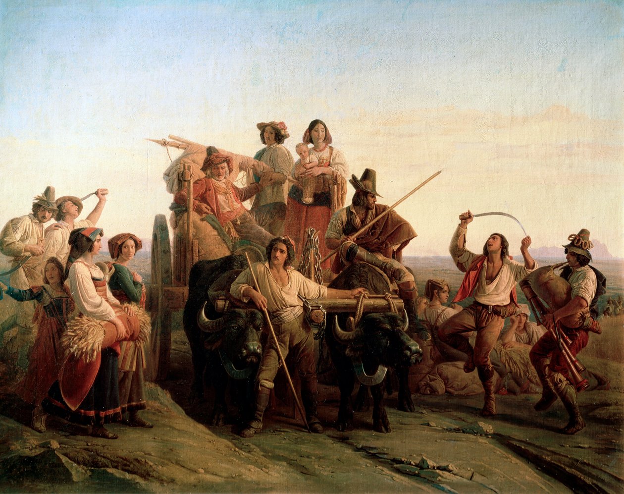 De aankomst van de oogsters in de Pontijnse moerassen, 1833 door Louis Leopold Robert