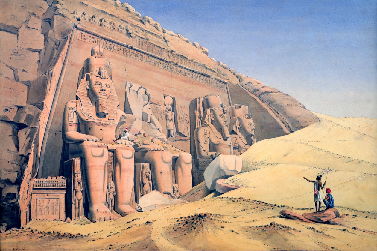 Grote Tempel van Ramses II, Abu Simbel, 1846 door Louis M. A. Linant de Bellefonds,