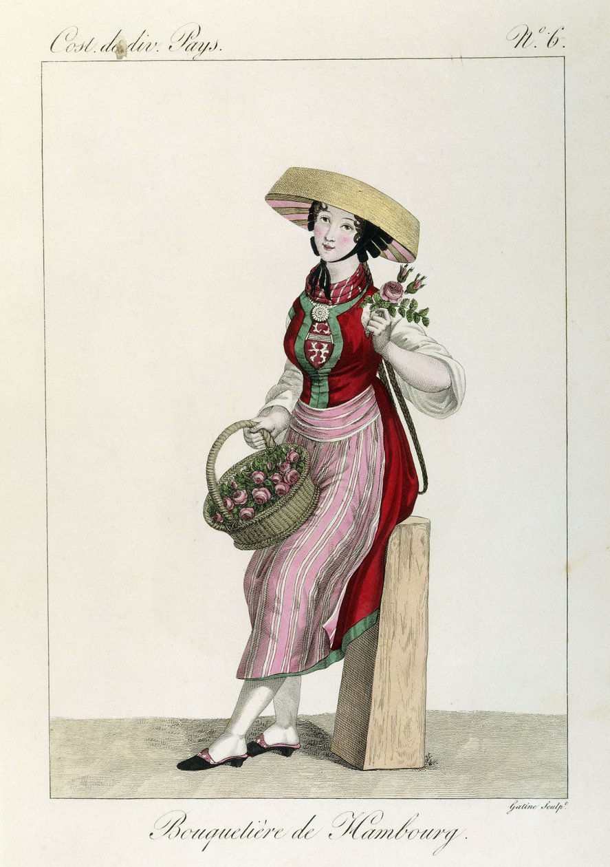 Kostuum van de Vrouwen van Hamburg door Louis Marie (after) Lante