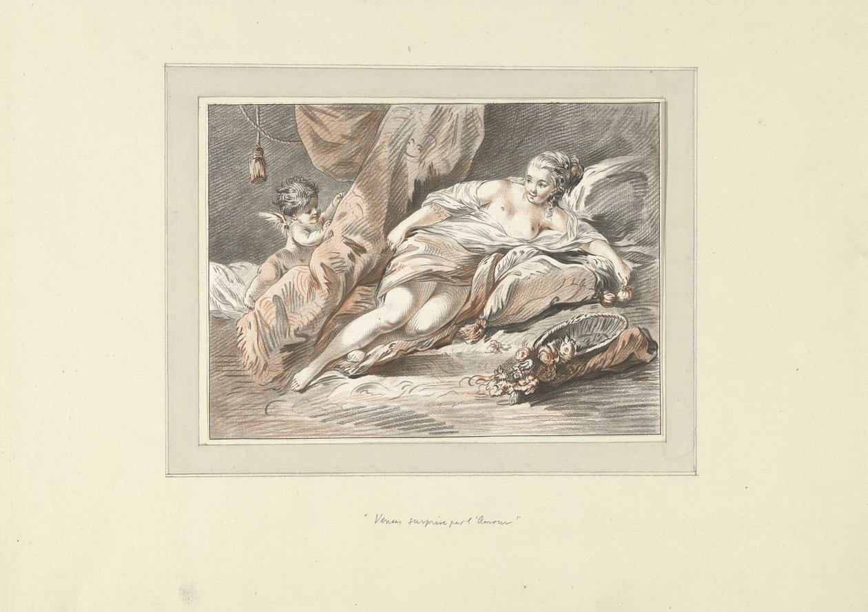 Venus wordt verrast door Cupido door Louis Marin Bonnet