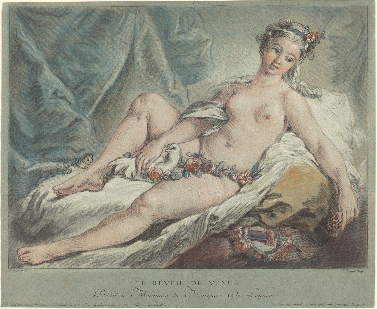 Het Ontwaken van Venus door Louis Marin Bonnet after François Boucher