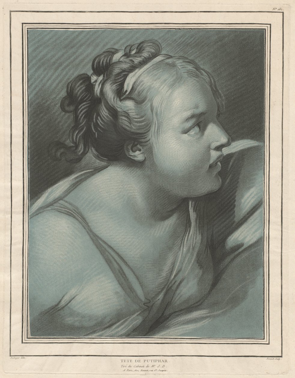 Hoofd van Potifars Vrouw door Louis Marin Bonnet, after Jean Baptiste Deshays