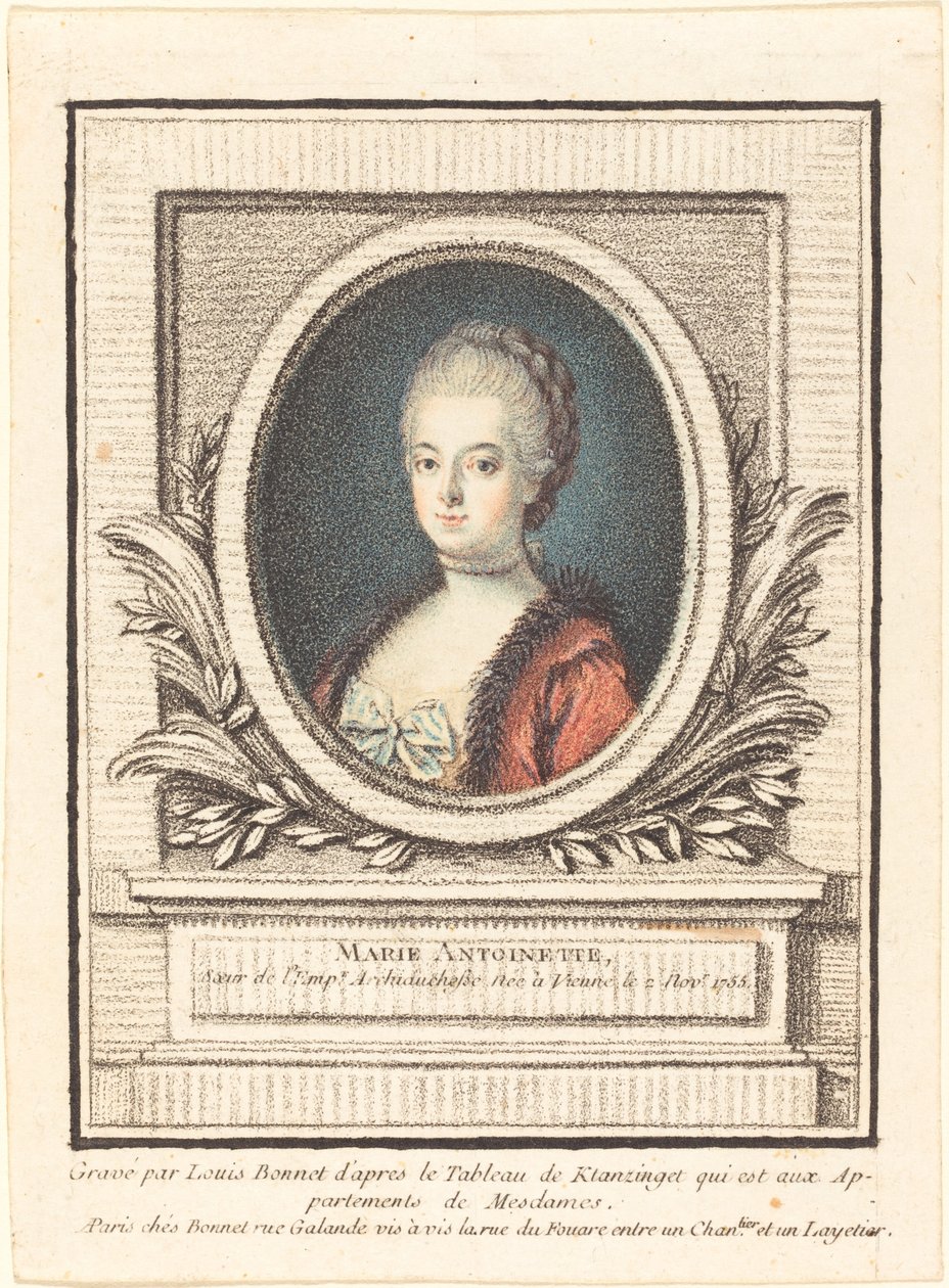 Marie-Antoinette, Dauphine door Louis Marin Bonnet after Joseph Kranzinger