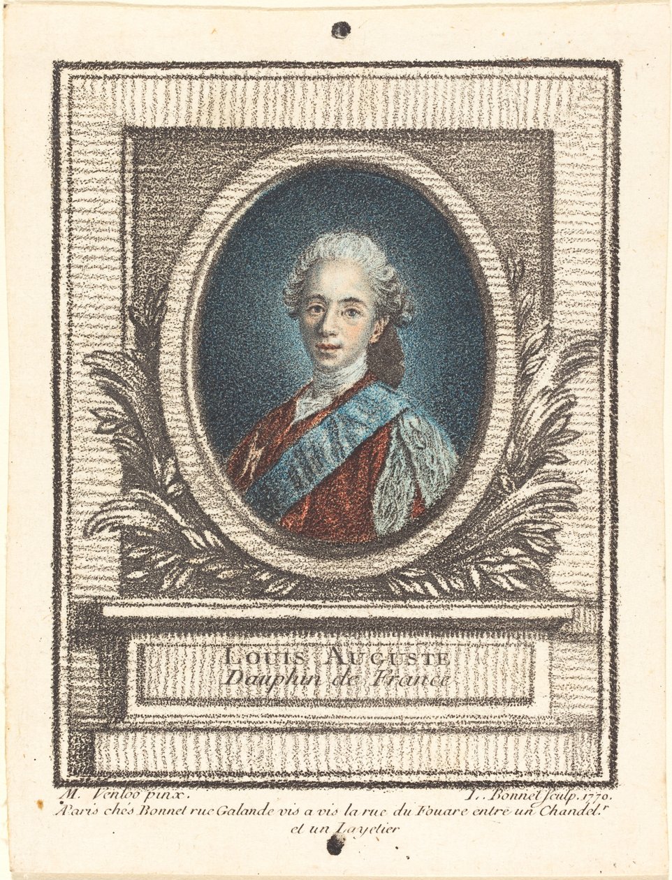 Louis-Auguste, Dauphin van Frankrijk door Louis Marin Bonnet after Louis Michel Van Loo