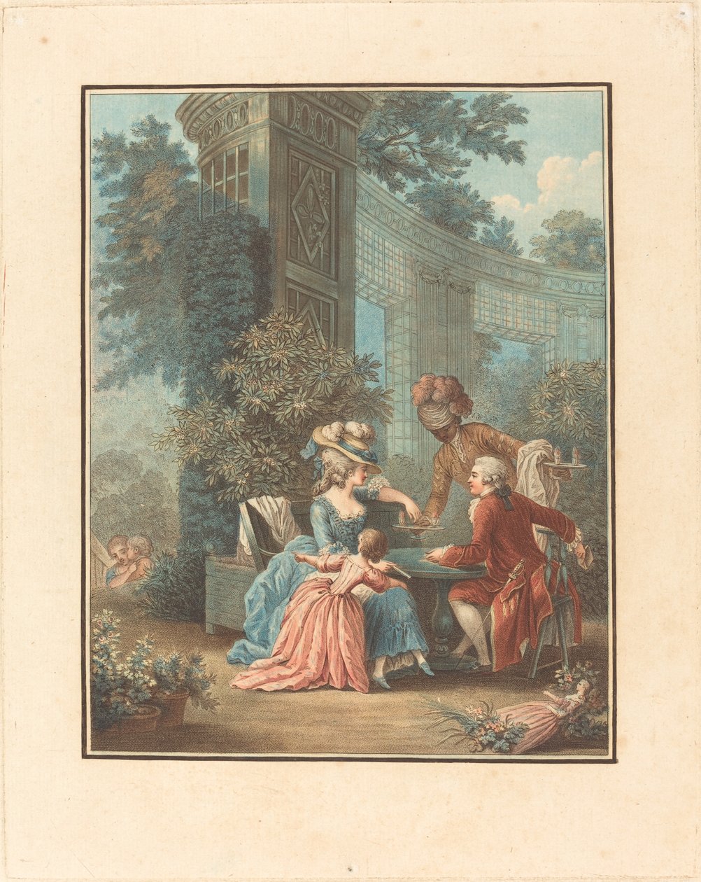 Le Gouter door Louis Marin Bonnet after Pierre Antoine Baudouin