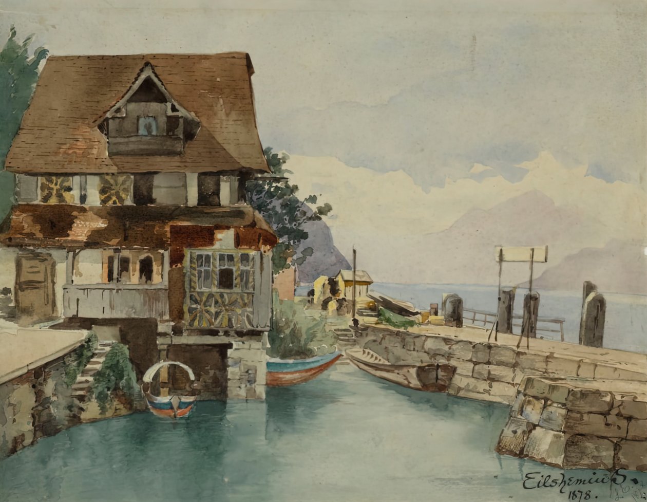 Huis aan het kanaal door Louis Michel Eilshemius