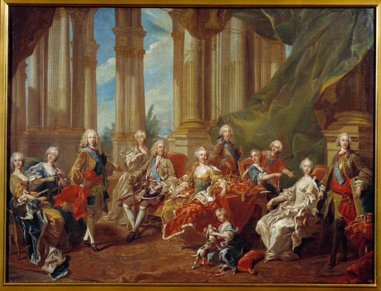 Koning Filips V (1683 - 1746) van Spanje en zijn familie (schets) door Louis Michel van Loo