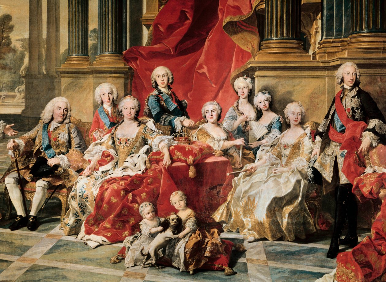 Filips V omringd door zijn familie (detail) door Louis Michel van Loo