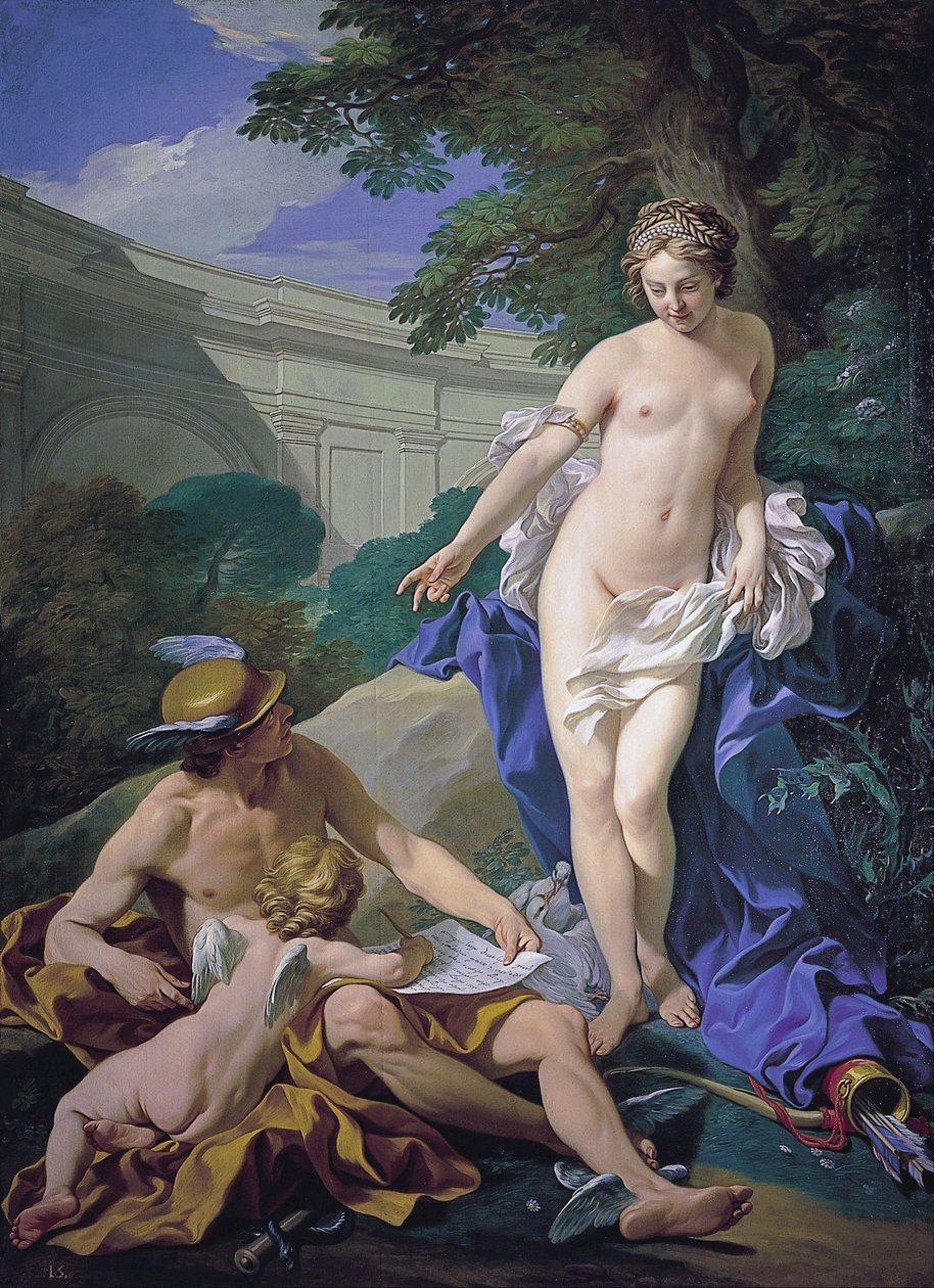 Venus, Mercurius en Liefde door Louis Michel van Loo