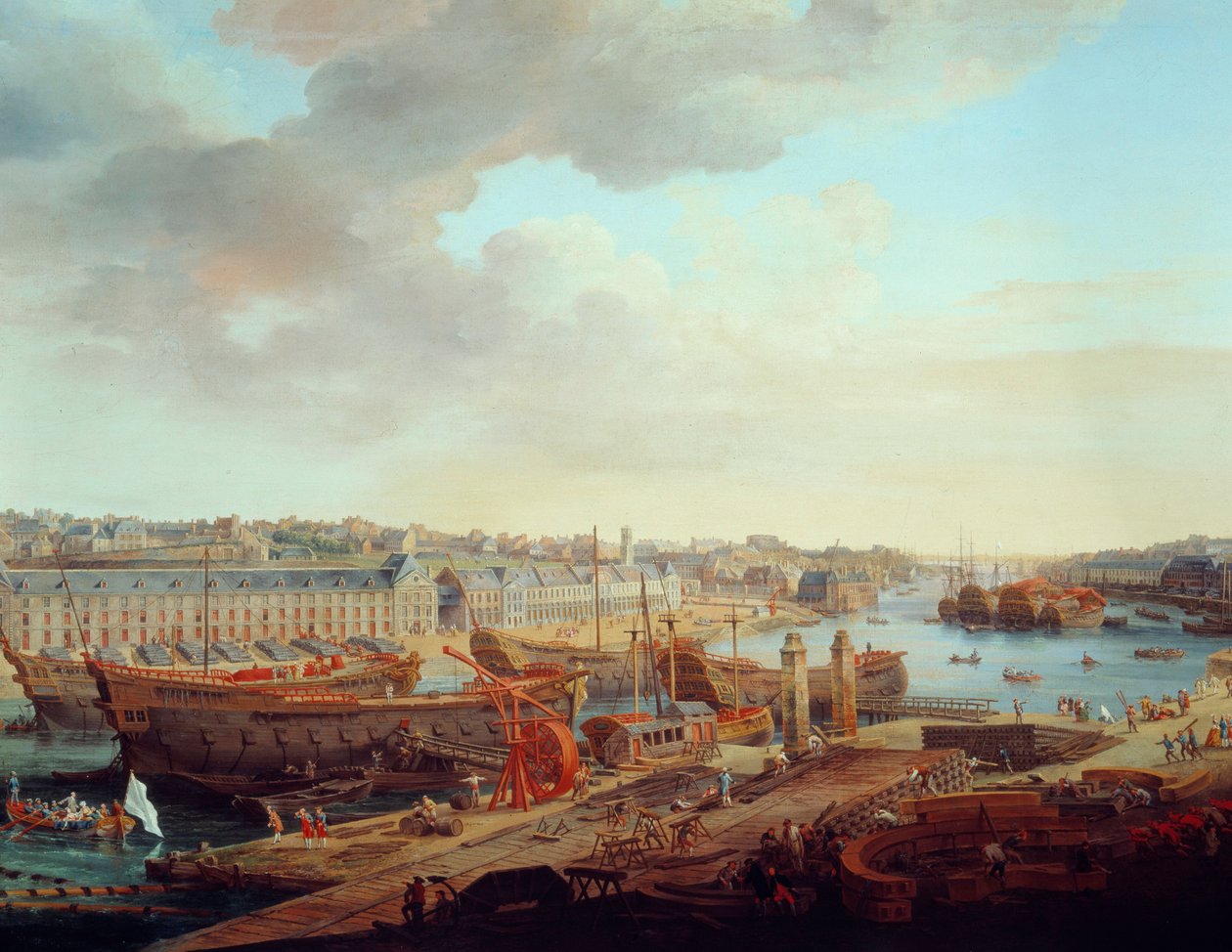 Scheepswerf: De stad Brest (detail). Schilderij door Louis Nicolas van Blarenberghe (1716-1794) 1774 door Louis Nicolas van Blarenberghe