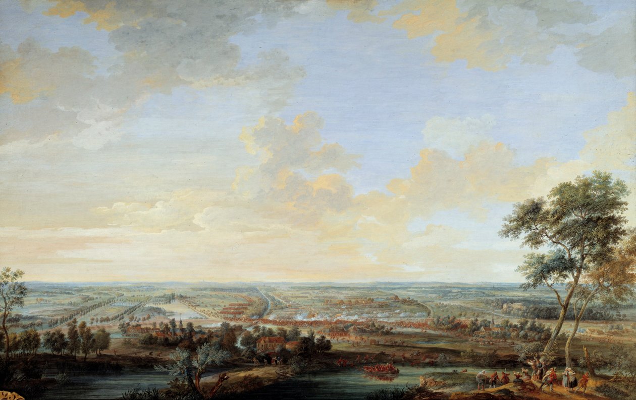 Oorlog van de Oostenrijkse Successie (1741-1748): Slag bij Melle gewonnen door de Burggraaf van Chayla, 9 juli door Louis Nicolas van Blarenberghe