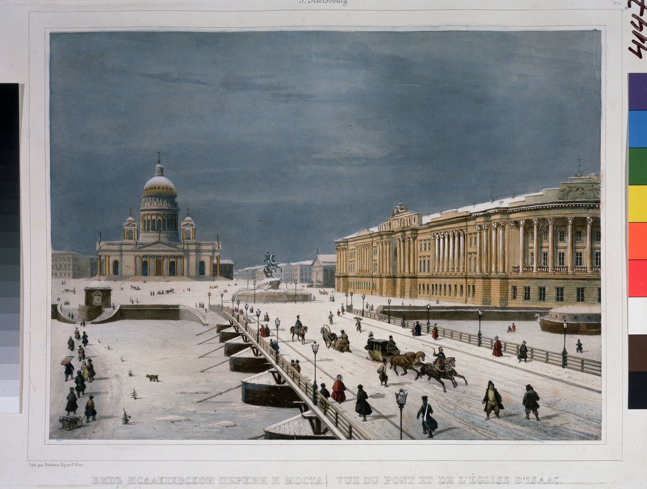 De Sint-Isaac kathedraal en het Senaatsplein in Sint-Petersburg door Louis Philippe Alphonse Bichebois